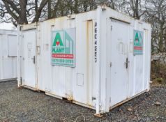 12ft x 8ft steel 2x1 toilet site unit c/w keys A604257