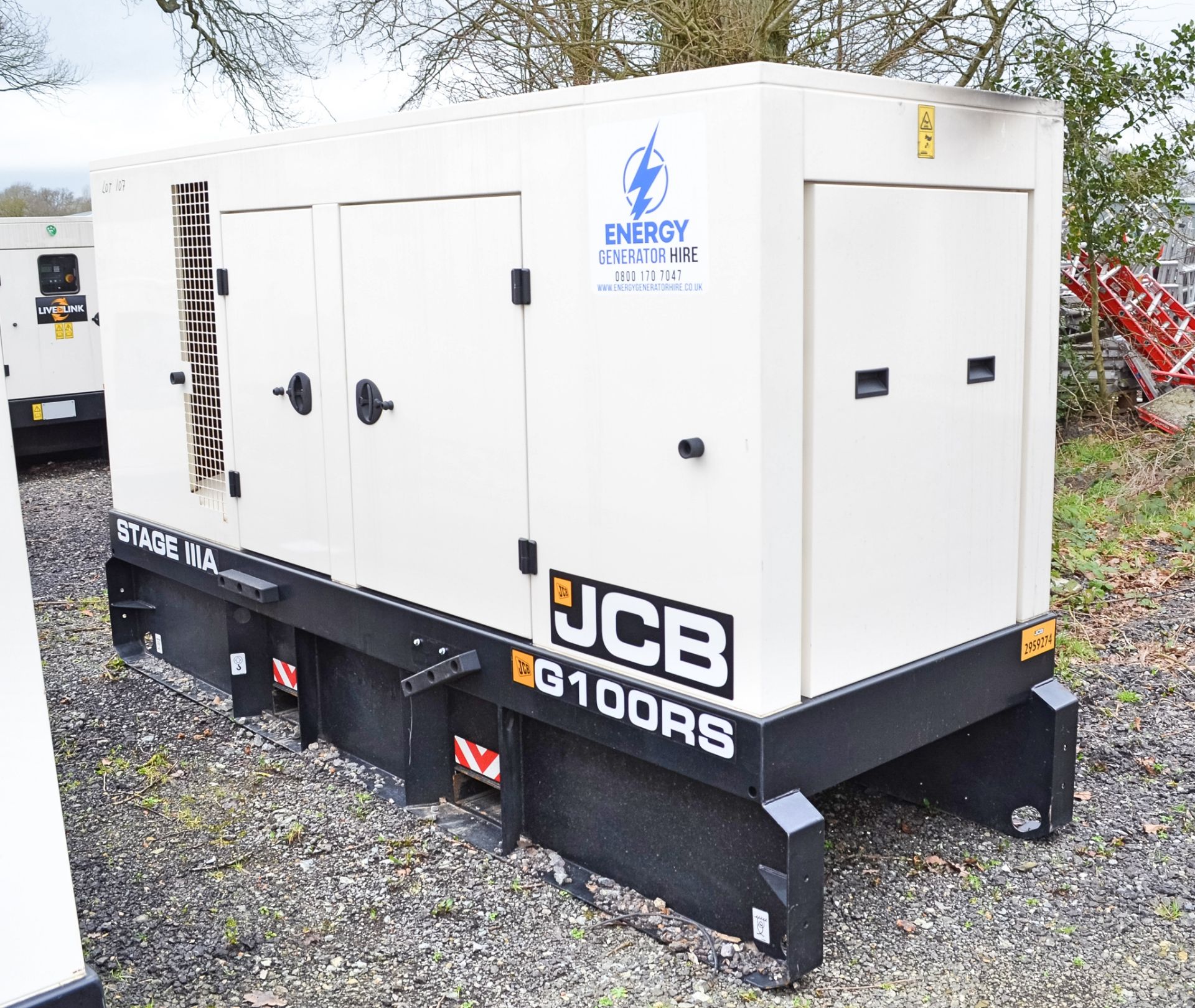 JCB G100 RS 100 kva diesel driven generator Year: 2021 S/N: 2959274 Recorded Hours: 1001 - Image 2 of 12