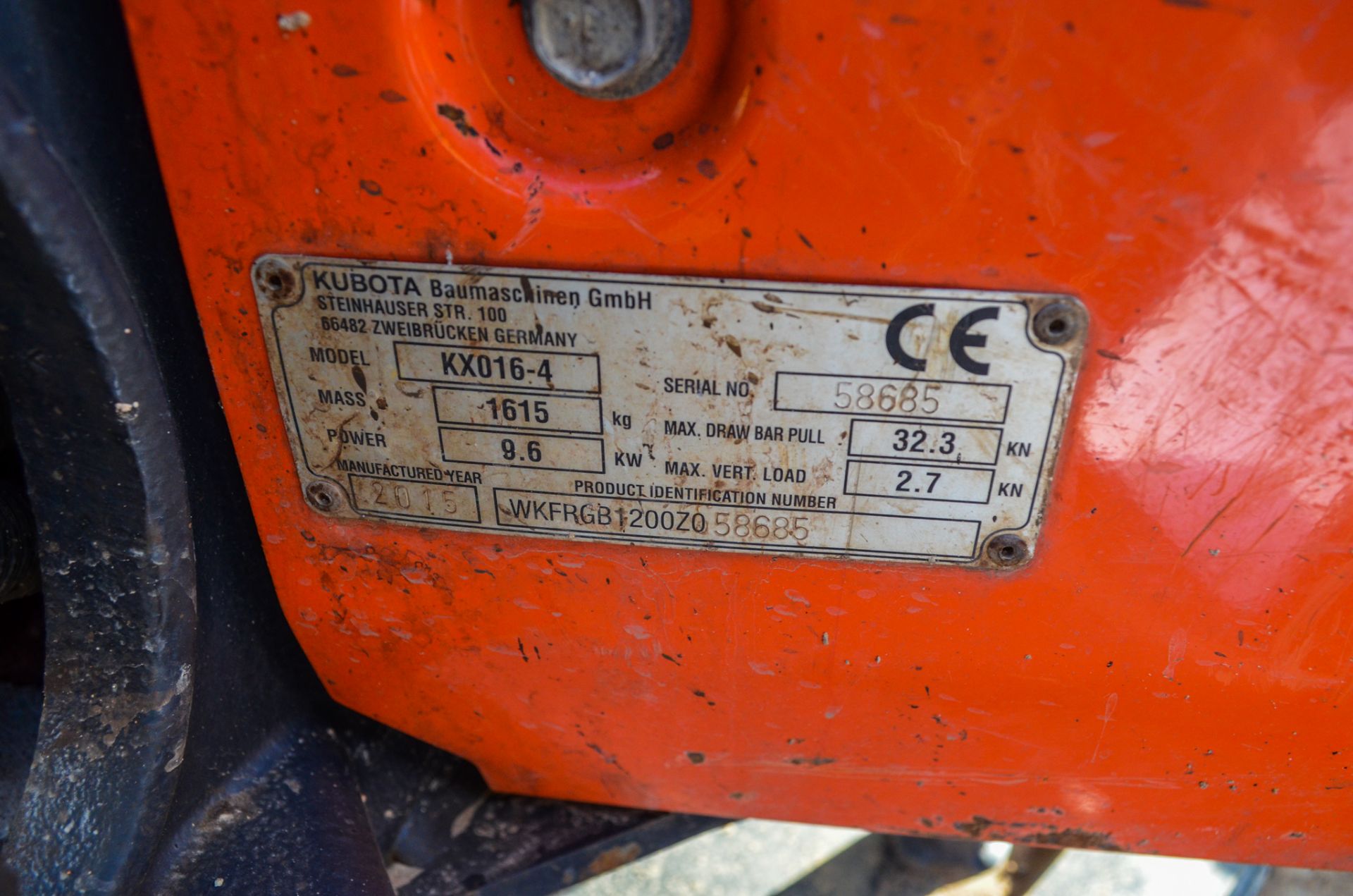 Kubota KX016-4 1.6 tonne rubber tracked mini excavator Year: 2015 S/N: 58685 Recorded Hours: 1714 - Image 18 of 18