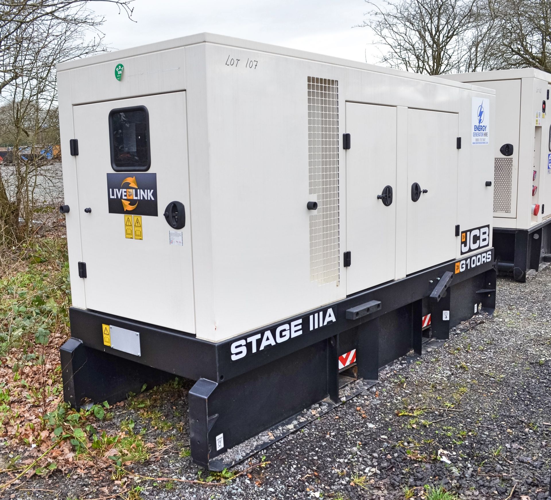 JCB G100 RS 100 kva diesel driven generator Year: 2021 S/N: 2959274 Recorded Hours: 1001