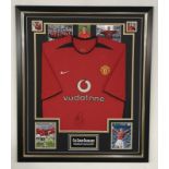 Ole Gunar Solskjaer signed framed Manchester United football shirt  ** A cost of £15 will be added