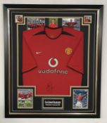 Ole Gunar Solskjaer signed framed Manchester United football shirt  ** A cost of £15 will be added