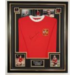 Denis Law signed framed Wembley 1963 Manchester United football shirt  ** A cost of £15 will be