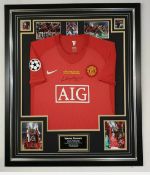 Wayne Rooney signed European Cup Final framed Manchester United football shirt  ** A cost of £15