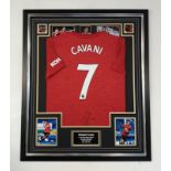 Cavani signed framed Manchester United football shirt  ** A cost of £15 will be added for postage