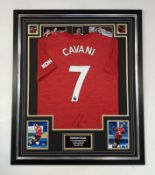 Cavani signed framed Manchester United football shirt  ** A cost of £15 will be added for postage