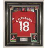 Bruno Fernandes signed framed Manchester United football shirt  ** A cost of £15 will be added for