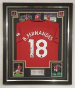Bruno Fernandes signed framed Manchester United football shirt  ** A cost of £15 will be added for