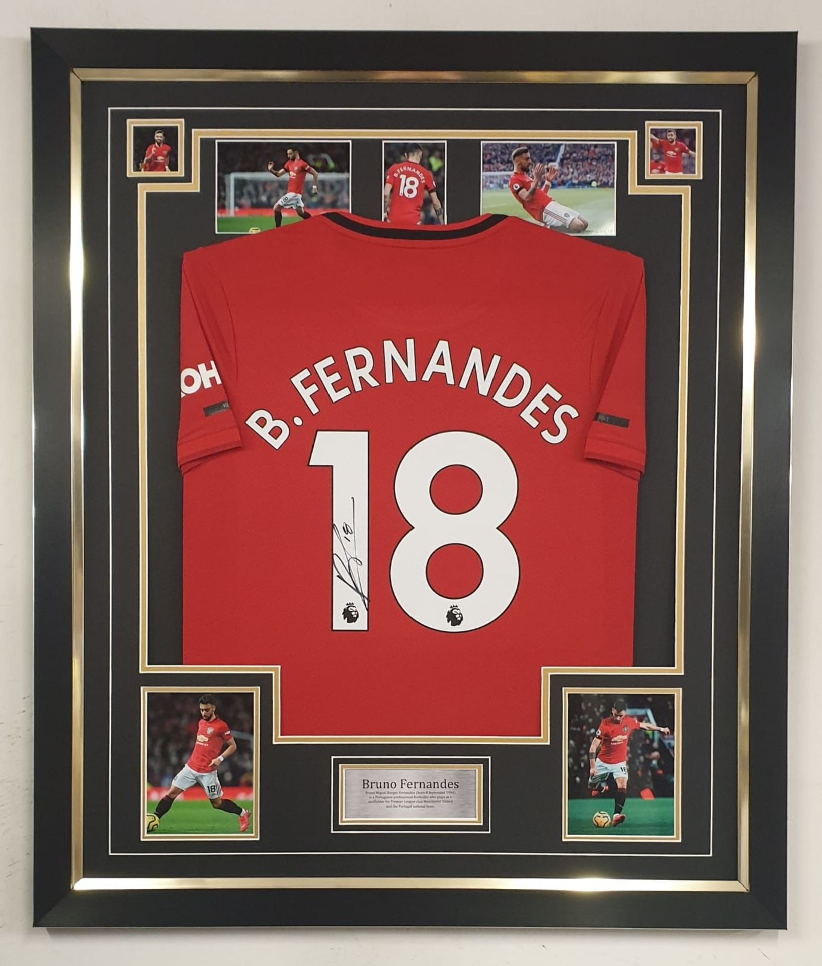 Bruno Fernandes signed framed Manchester United football shirt  ** A cost of £15 will be added for