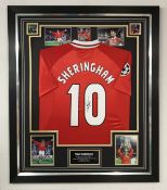 Teddy Sheringham signed framed Manchester United football shirt  ** A cost of £15 will be added