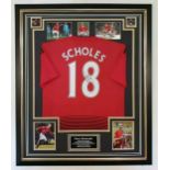 Paul Scholes signed framed Manchester United football shirt  ** A cost of £15 will be added for