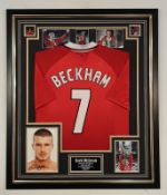 David Beckham framed Manchester United football shirt With signed photograph  ** A cost of £15