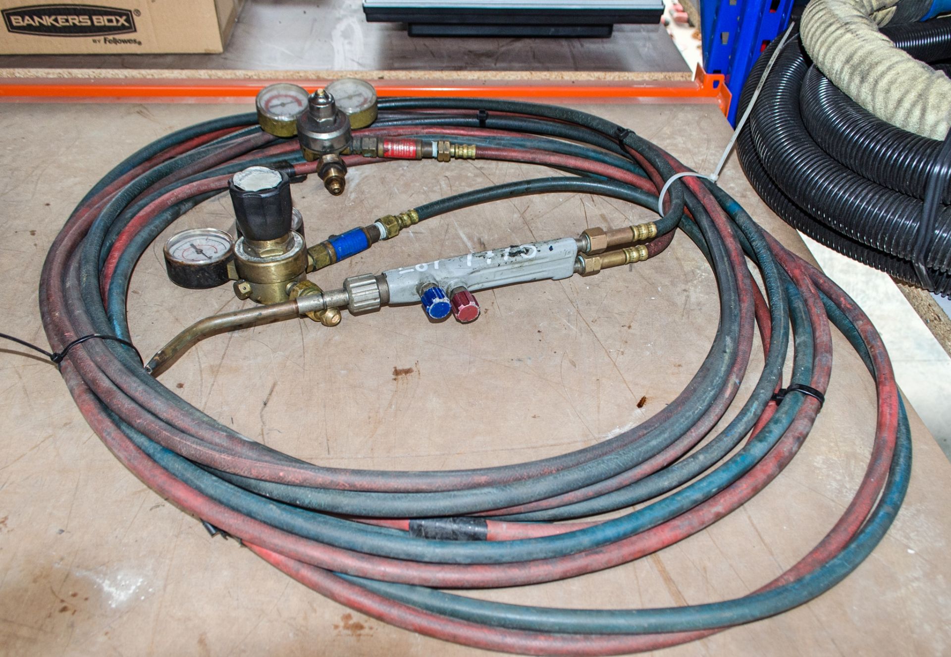 Gas cutting torch, regulators and pipes