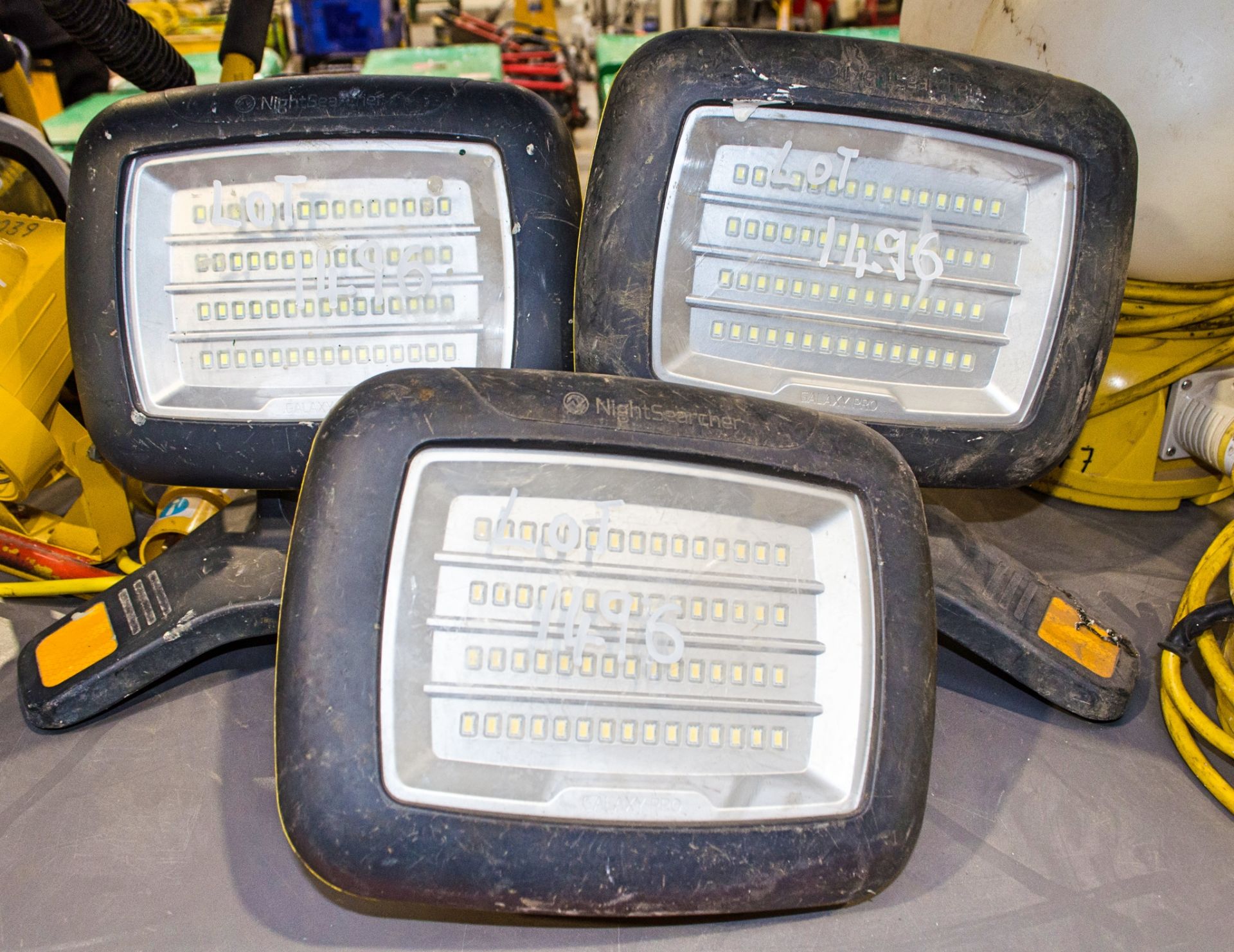 3 - Nightsearcher battery electric work lights ** 1 with no base and all without chargers **