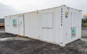 32 ft x 10 ft steel anti vandal office site unit c/w keys A540332