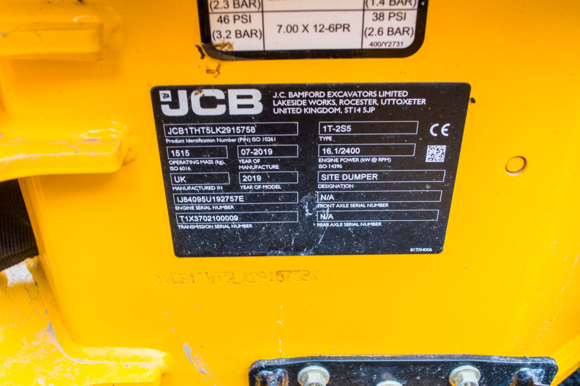 JCB 1T-2  1 tonne hi-tip dumper Year: 2019 S/N: 2915758 Recorded Hours: 272 - Image 20 of 20