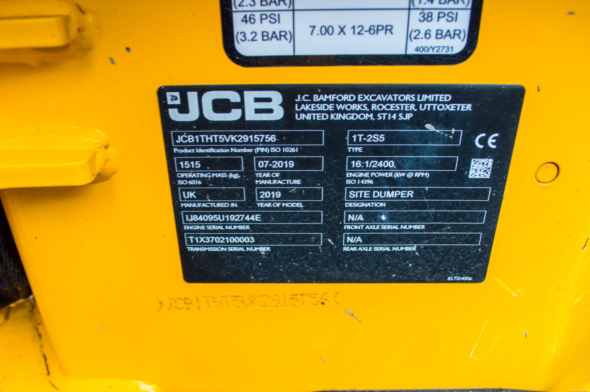 JCB 1T-2  1 tonne hi-tip dumper Year: 2019 S/N: 2915756 Recorded Hours: 368 - Image 20 of 20