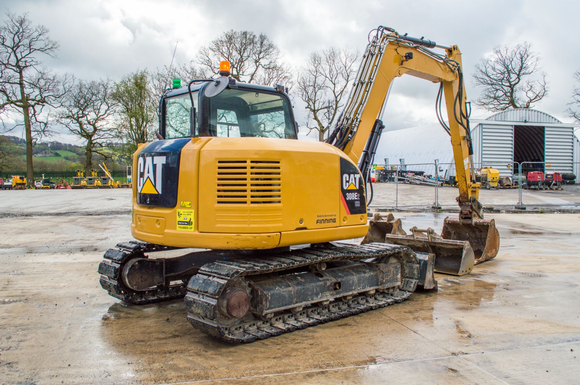 Caterpillar 308E2 CR 8 tonne rubber pad steel tracked excavator Year: 2014 S/N: FJX01728 Recorded - Image 3 of 23