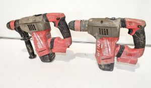 2 - Milwaukee 18v cordless SDS rotary hammer drills ** Both without batteries and chargers **