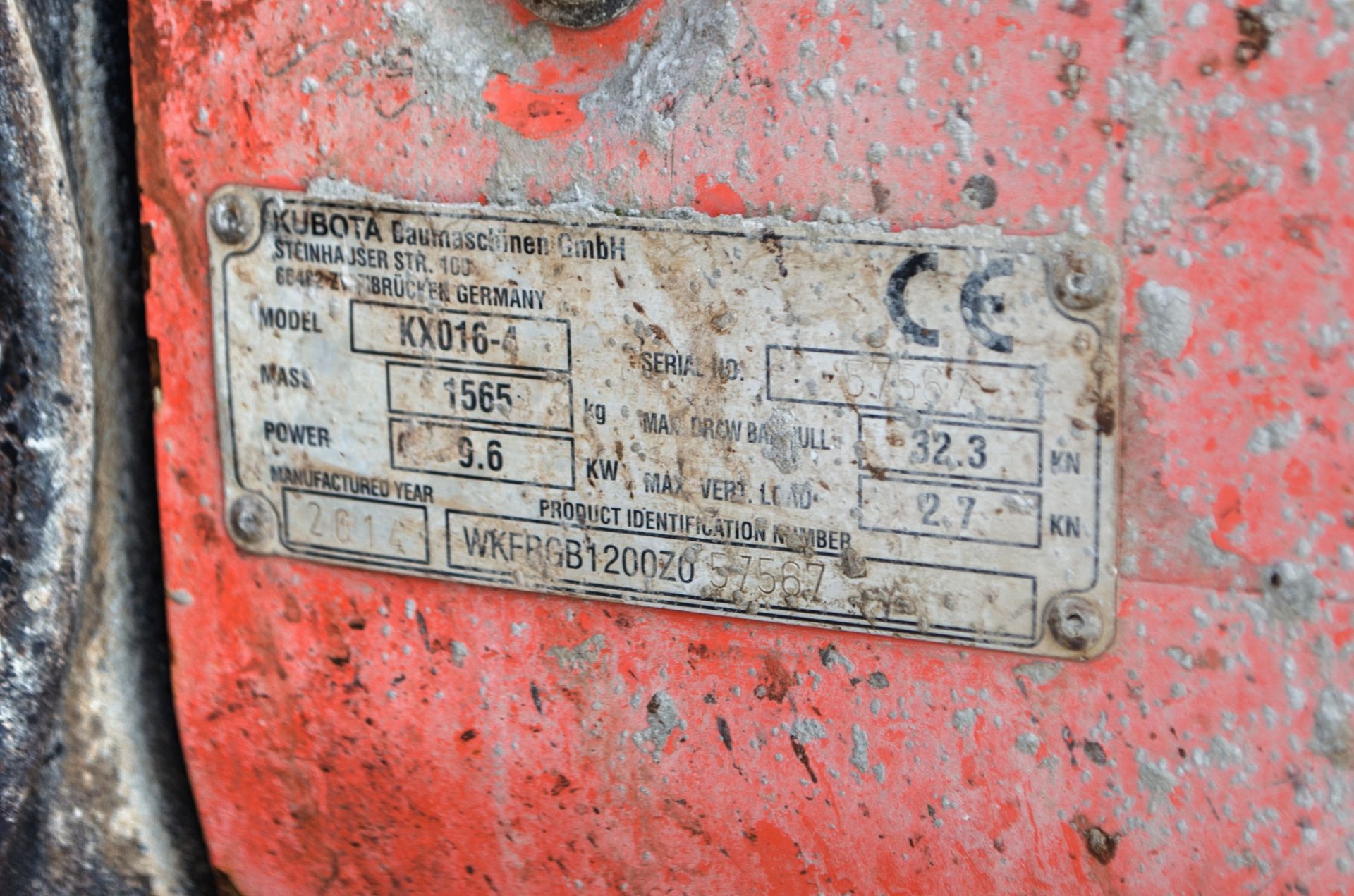 Kubota KX016-4 1.6 tonne rubber tracked mini excavator Year: 2014 S/N: 57567 Recorded Hours: 2858 - Image 21 of 21