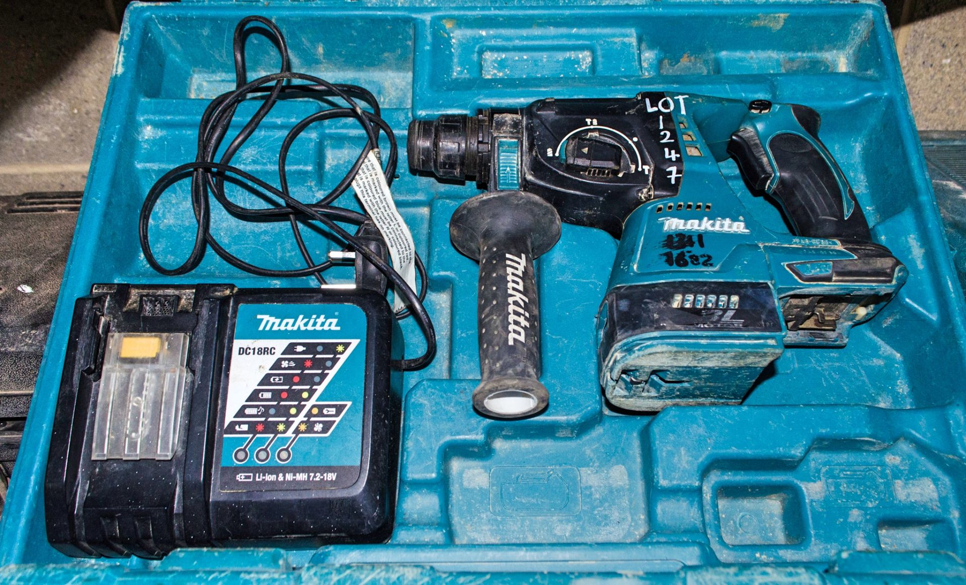 Makita DHR242 18v cordless SDS rotary hammer drill c/w charger and carry case ** No battery **