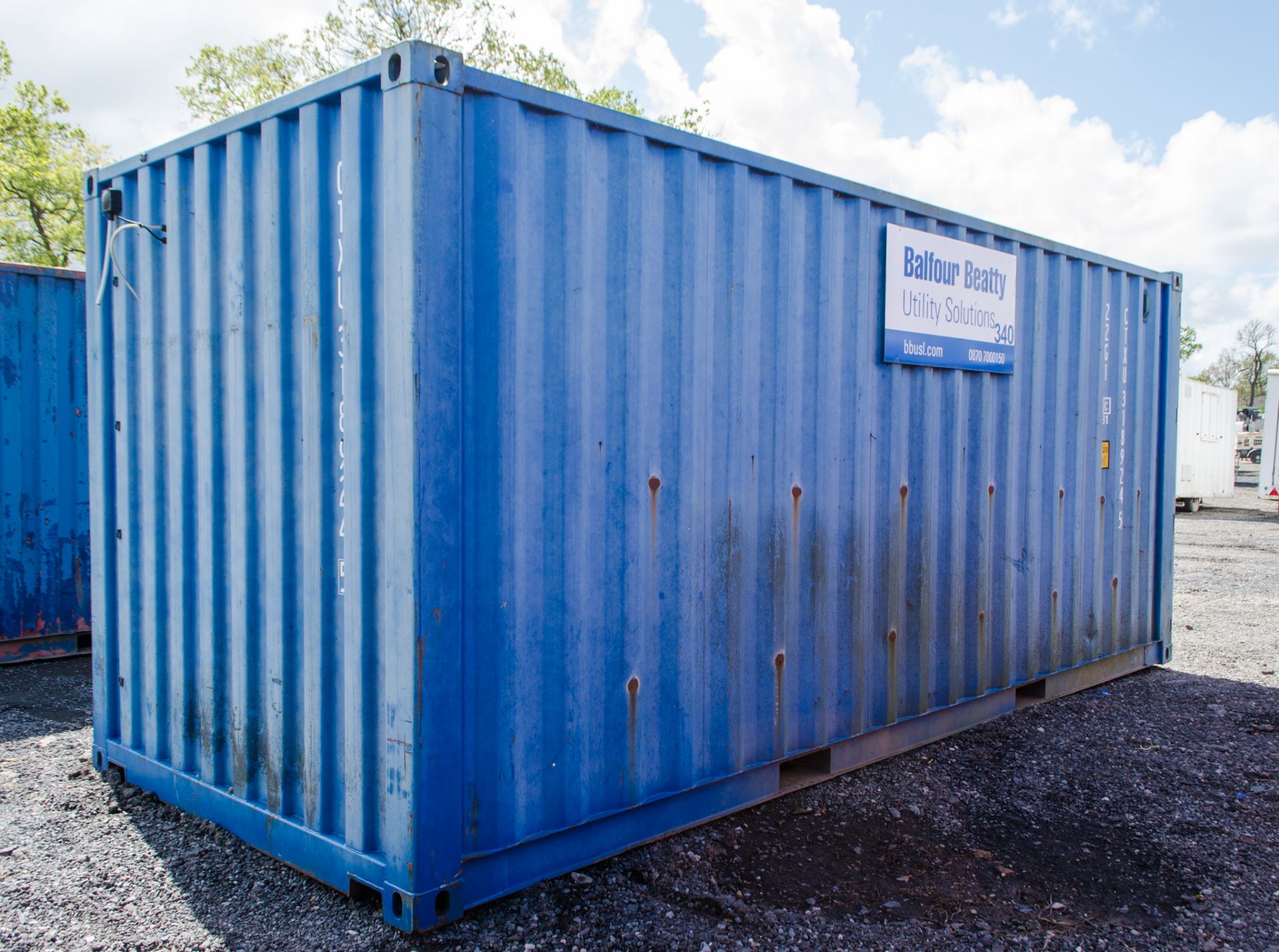 20 ft x 8 ft steel shipping container c/w wood stock as photographed - Image 3 of 8