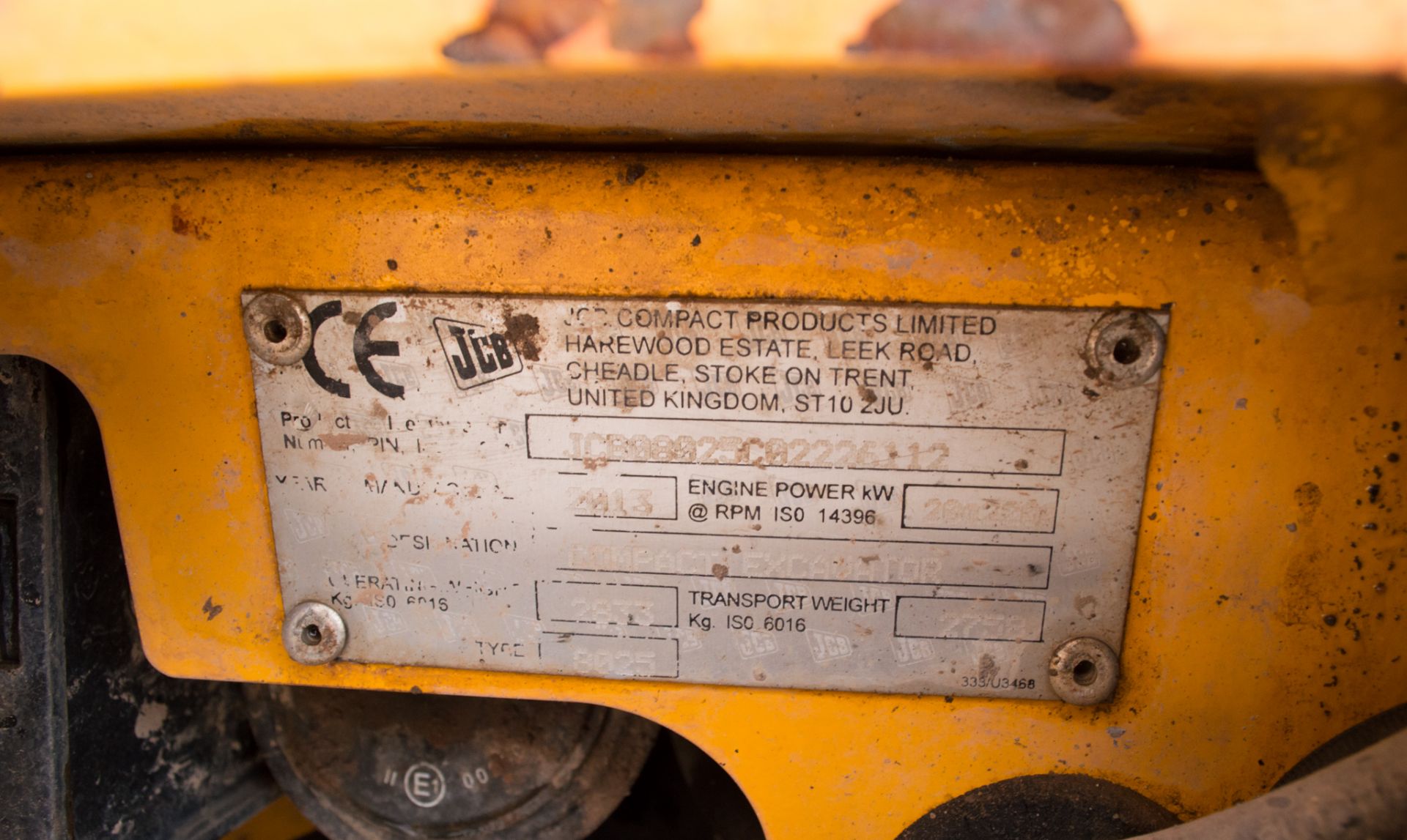 JCB 8025 2.5 tonne rubber tracked mini excavator Year: 2013 S/N: 2226112 Recorded hours: 3431 Blade, - Image 22 of 22