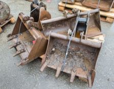 Pallet of 5 mini digger buckets as photographed