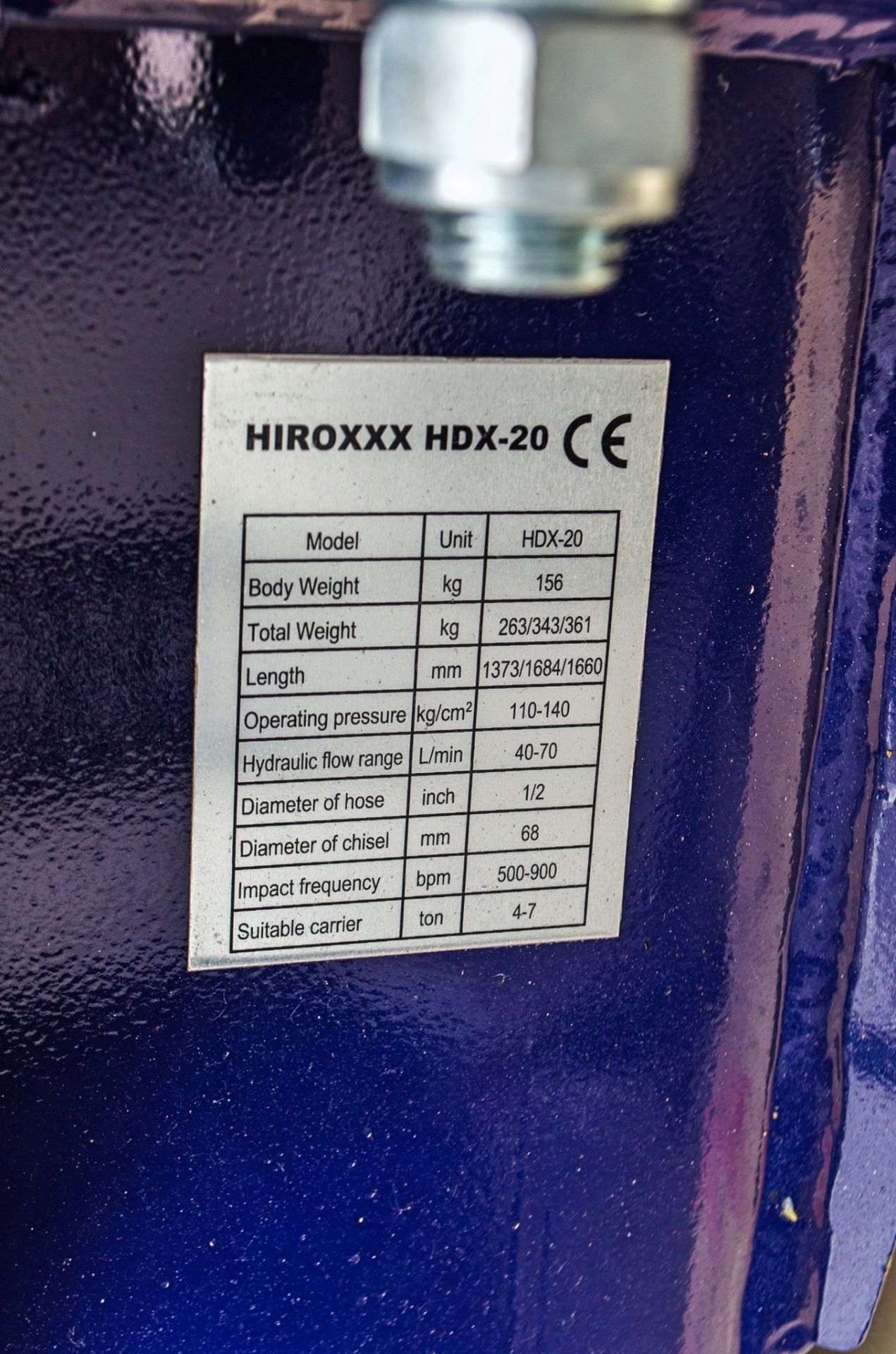 Hirox HD-X20 hydraulic breaker to suit 4 to 7 tonne excavator ** New & Unused ** - Image 4 of 4