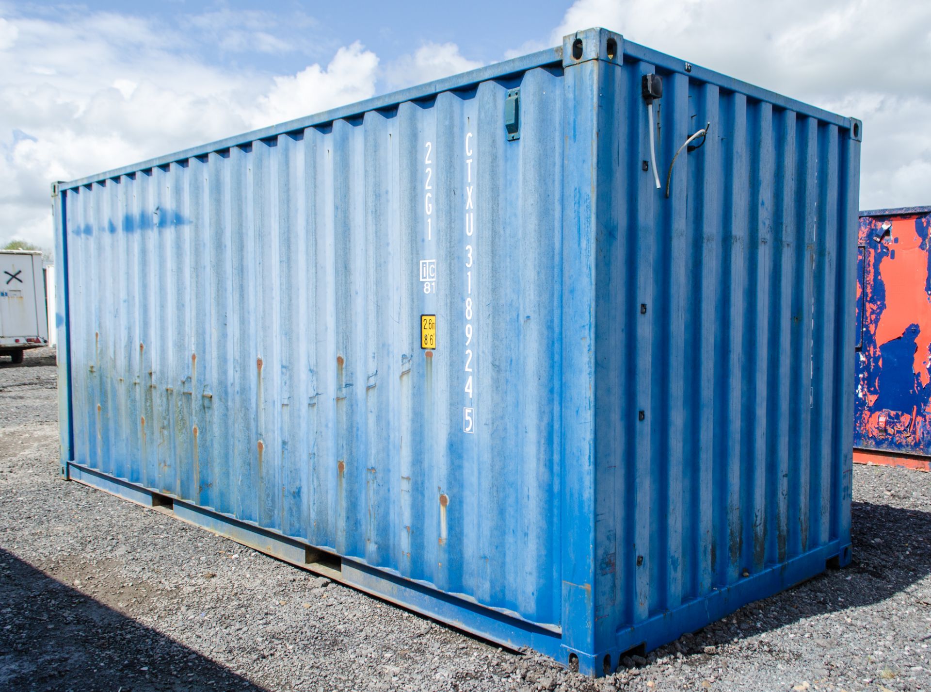 20 ft x 8 ft steel shipping container c/w wood stock as photographed - Image 4 of 8