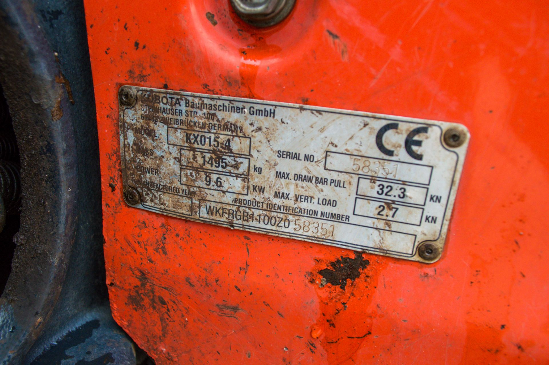 Kubota KX015-4 1.5 tonne rubber tracked mini excavator Year: 2015 S/N: 58351 Recorded Hour: 2561 - Image 20 of 21
