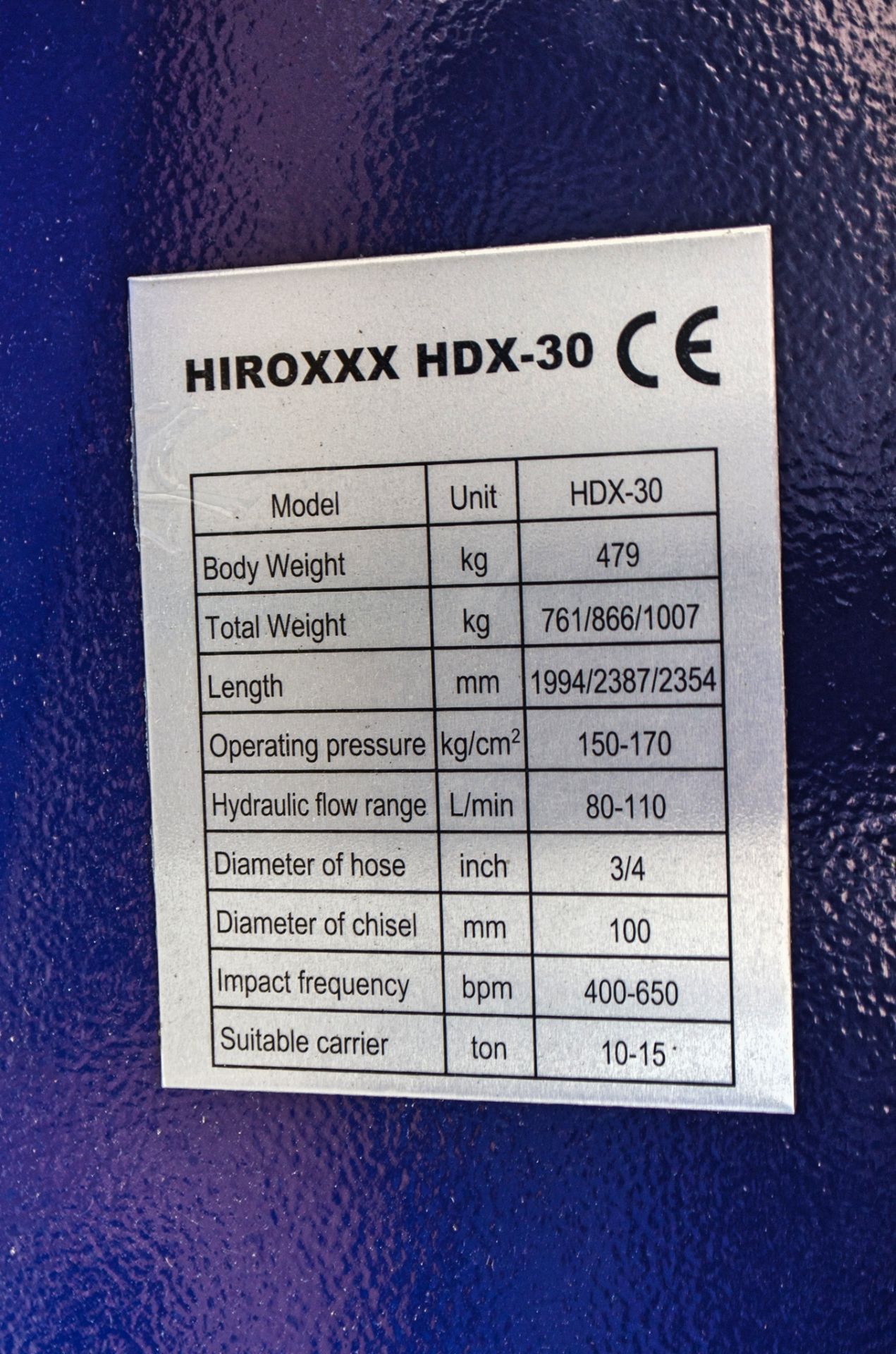 Hirox HD-X30 hydraulic breaker to suit 10 to 15 tonne excavator ** New & Unused ** - Image 4 of 4