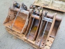 Pallet of 4 mini digger buckets as photographed