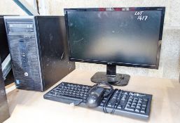 Hewlett Packard desktop computer c/w flat screen monitor, keyboard and mouse ** Hard drive