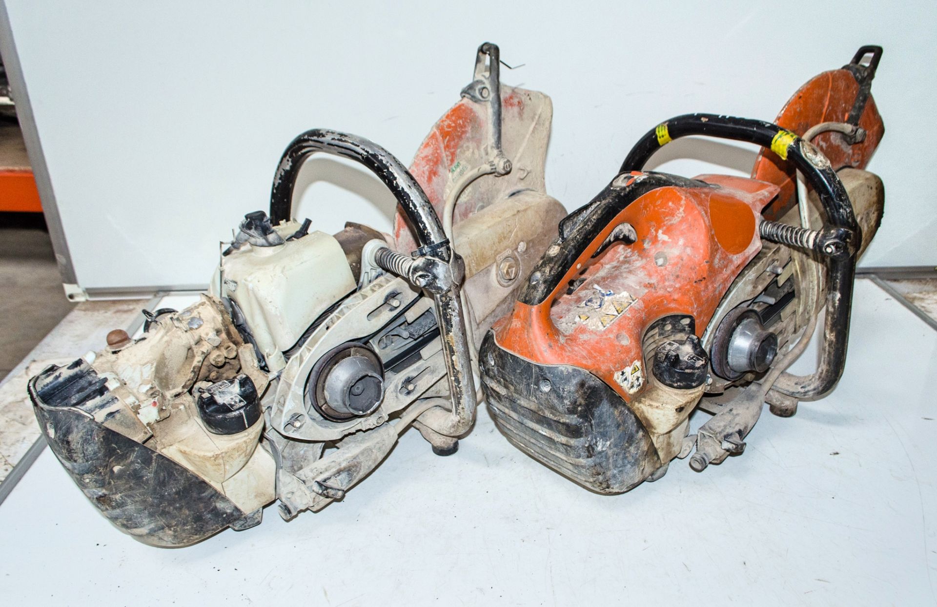 2 - Stihl TS410 petrol driven cut off saws ** Both with parts missing ** A856214, A808986 - Image 2 of 2