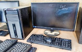 Hewlett Packard desktop computer c/w flat screen monitor, keyboard and mouse ** Hard drive