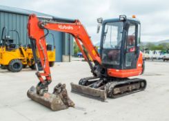 Kubota KX61-3 2.6 tonne rubber tracked excavator Year: 2015 S/N: 81540 Recorded Hours: 3163 piped,