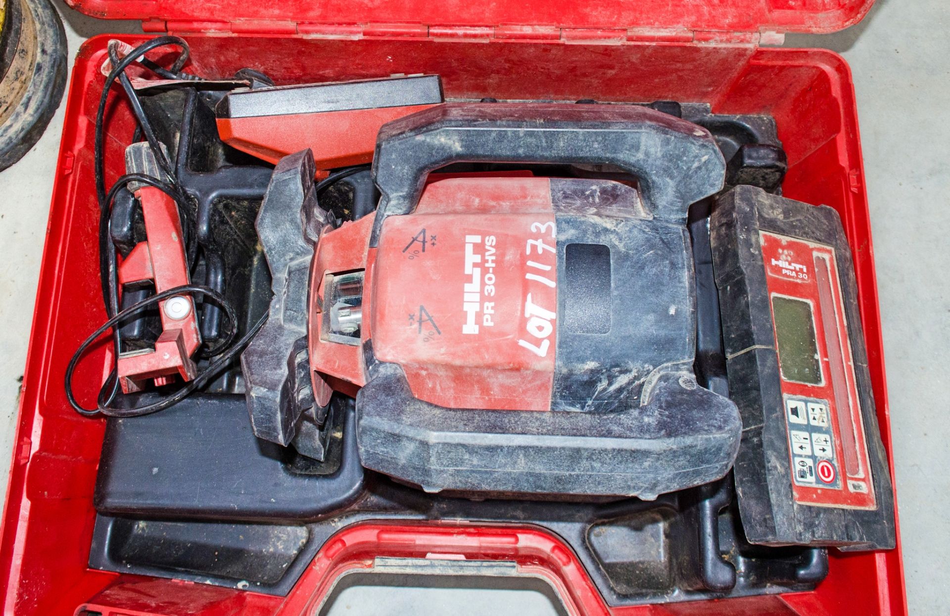 Hilti PR30-HVS rotating laser c/w battery, charger, Hilti PRA30 receiver and carry case A859943