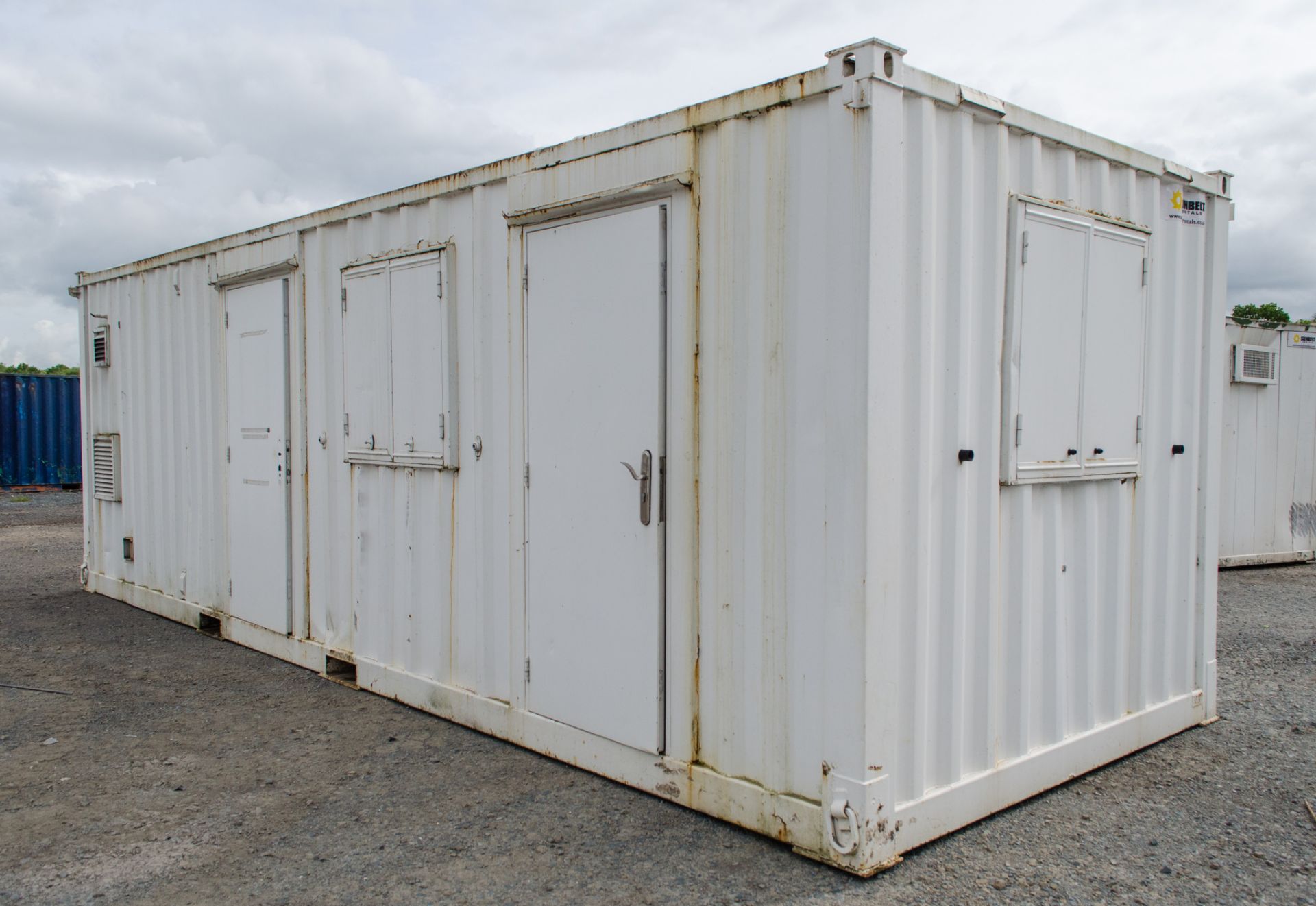 24 ft x 9 ft steel anti vandal welfare site unit Comprising of: canteen area, office, toilet &