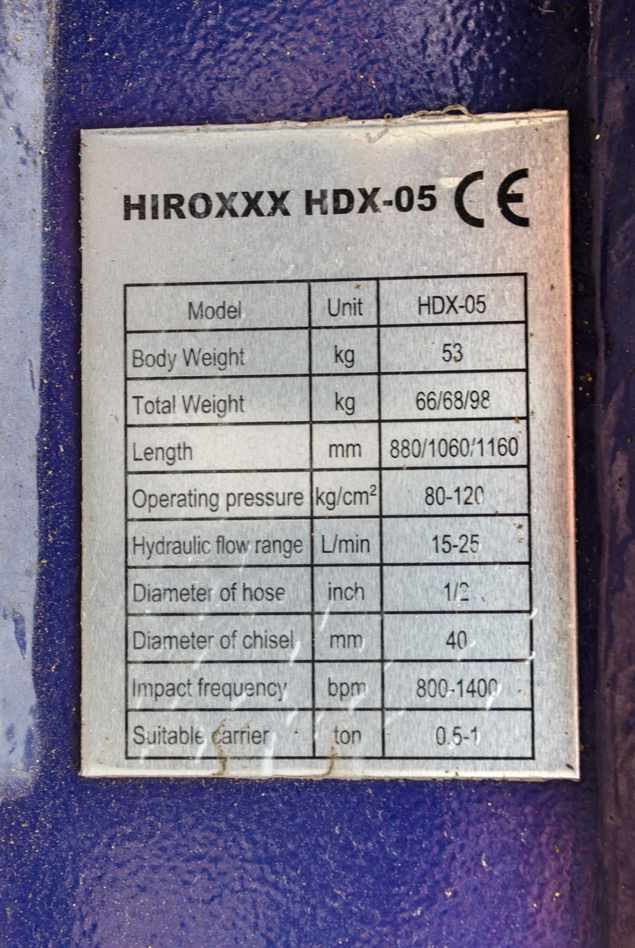 Hirox HDX05 hydraulic breaker to suit 0.5 to 1.5 tonne machine New & Unused - Image 4 of 4