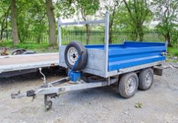 Lynton 8ft x 4ft tandem axle tipping trailer S/N: 33230 c/w ramps *No VAT on Lot.. But VAT will be