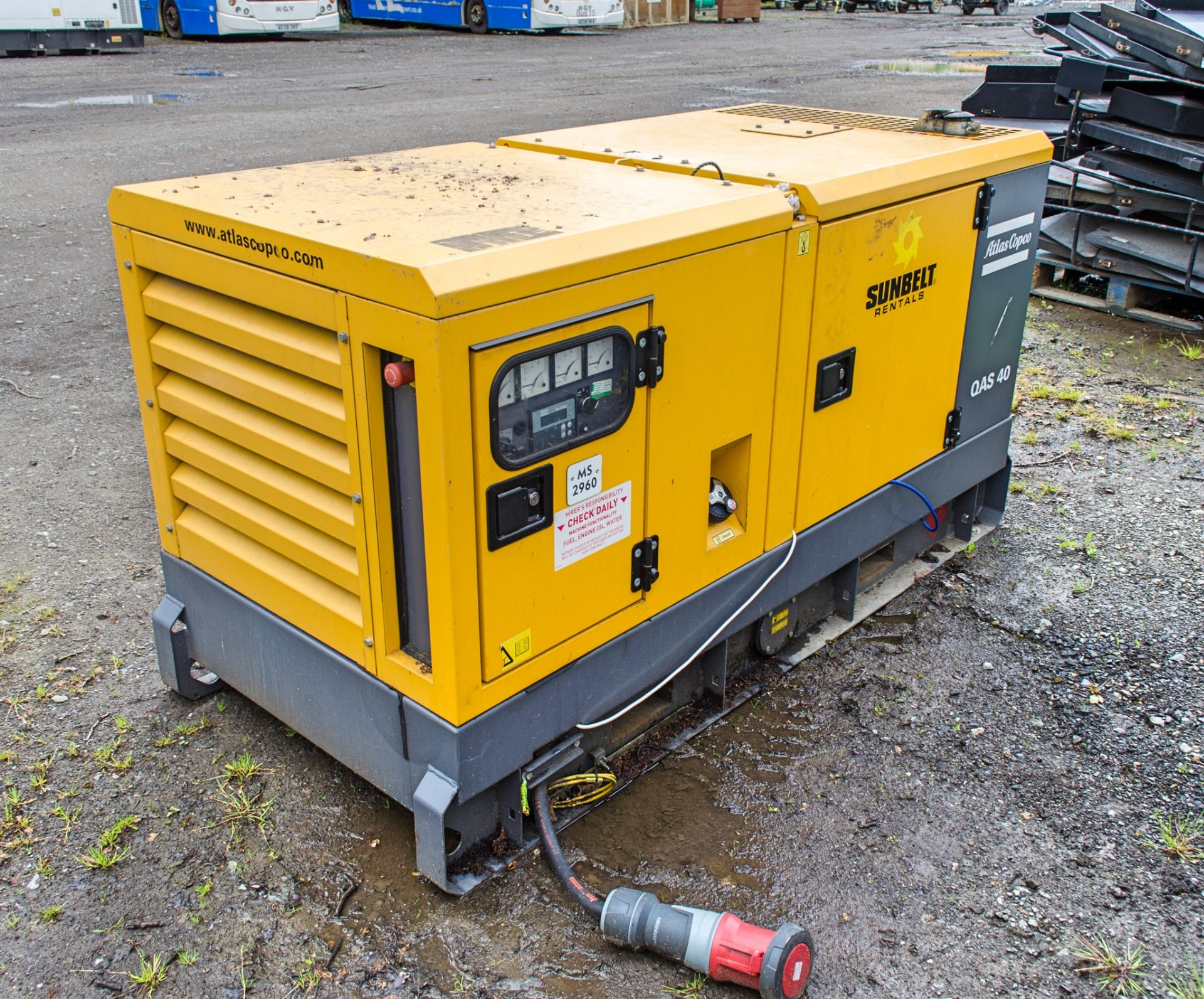 Atlas Copco QAS40 40 kva diesel driven generator Year: 2014 S/N: ESF351373 Recorded Hours: 24992 - Image 3 of 8