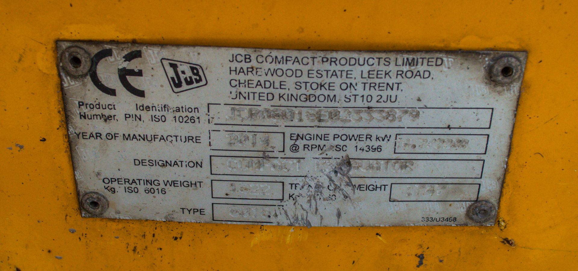 JCB 8018 CTS 1.8 tonne rubber tracked mini excavator Year: 2014 VIN: JCB08018E02333879 Recorded - Bild 22 aus 22