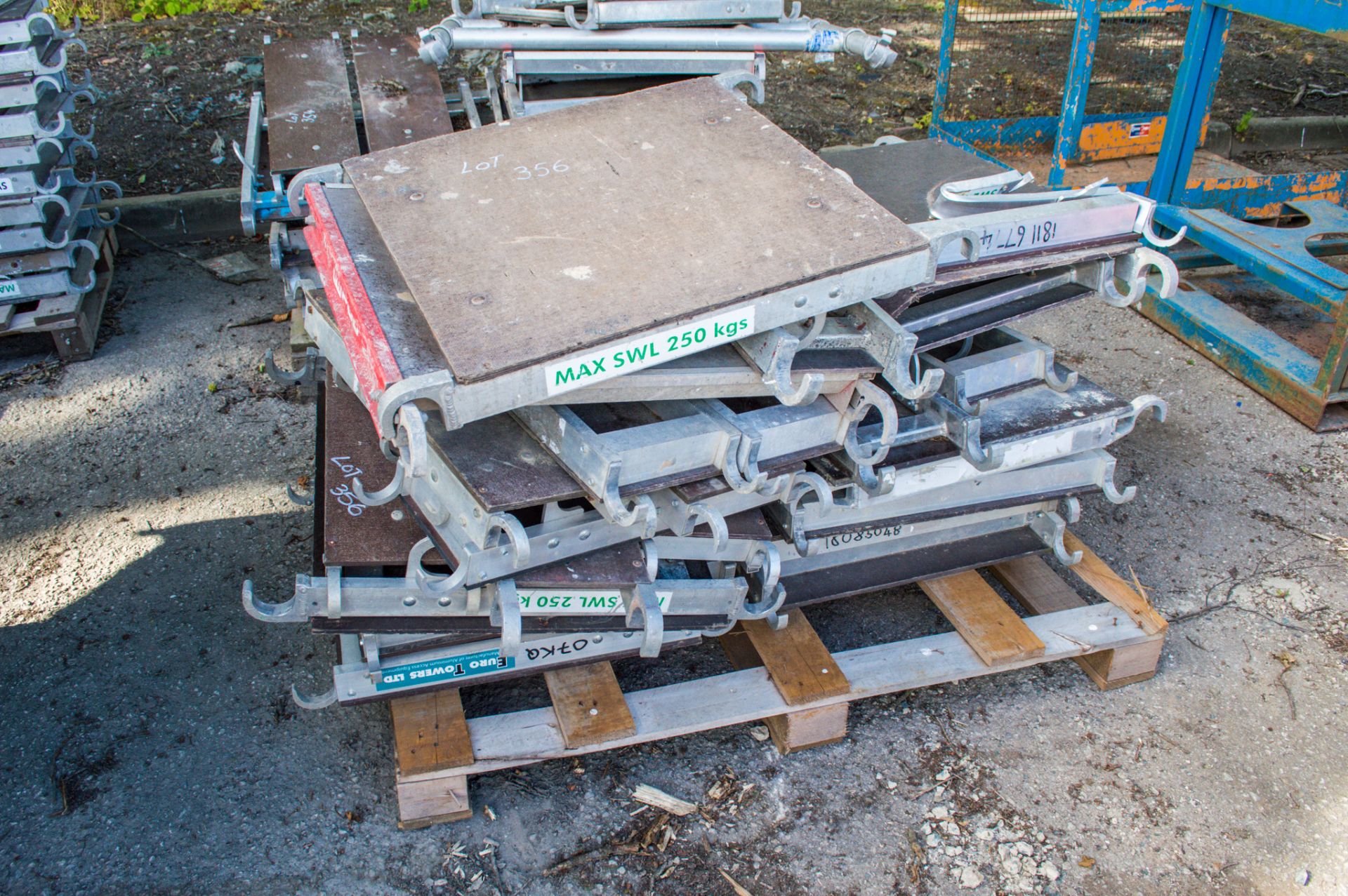 Pallet of aluminium podium platforms as photographed