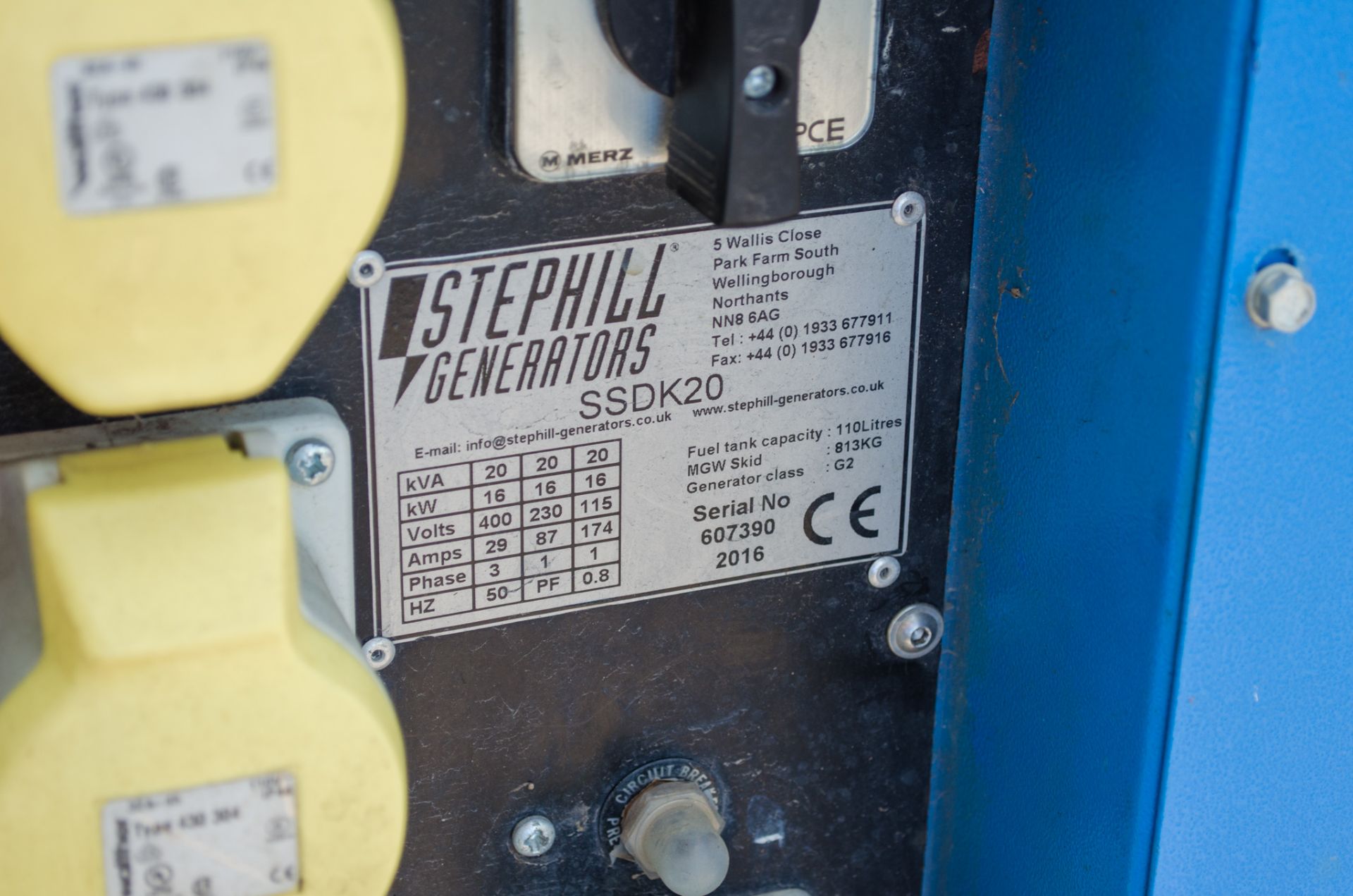 Stephill SSDK20 20 kva diesel driven fast tow generator Year: 2016 S/N: 607390 Recorded Hours: - Image 5 of 5