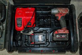 Milwaukee 18v cordless 1/2 inch drive impact gun c/w 2 batteries, charger and carry case 04460276