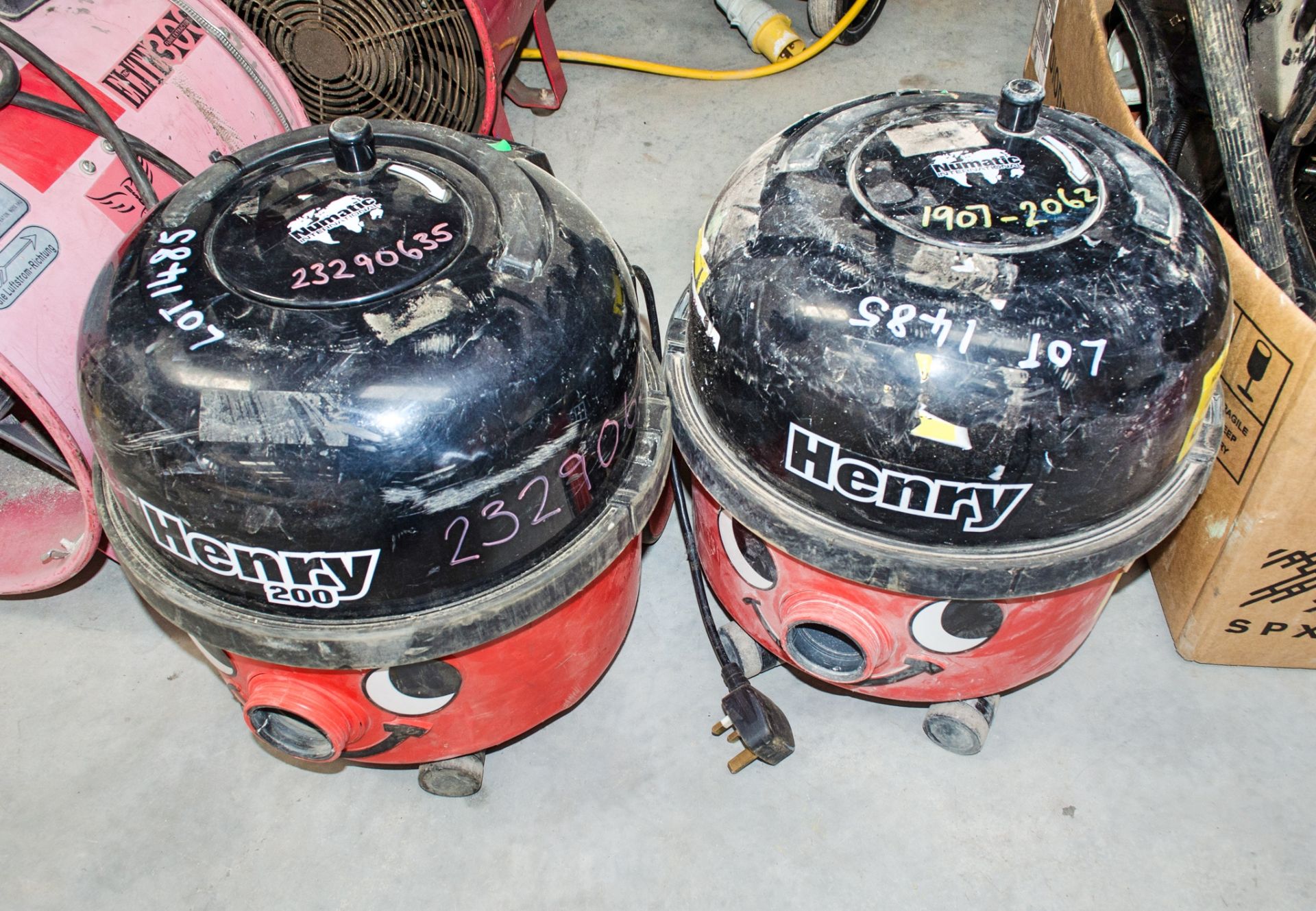 2 - Numatic Henry 240v vacuum cleaners ** One with no power cord **