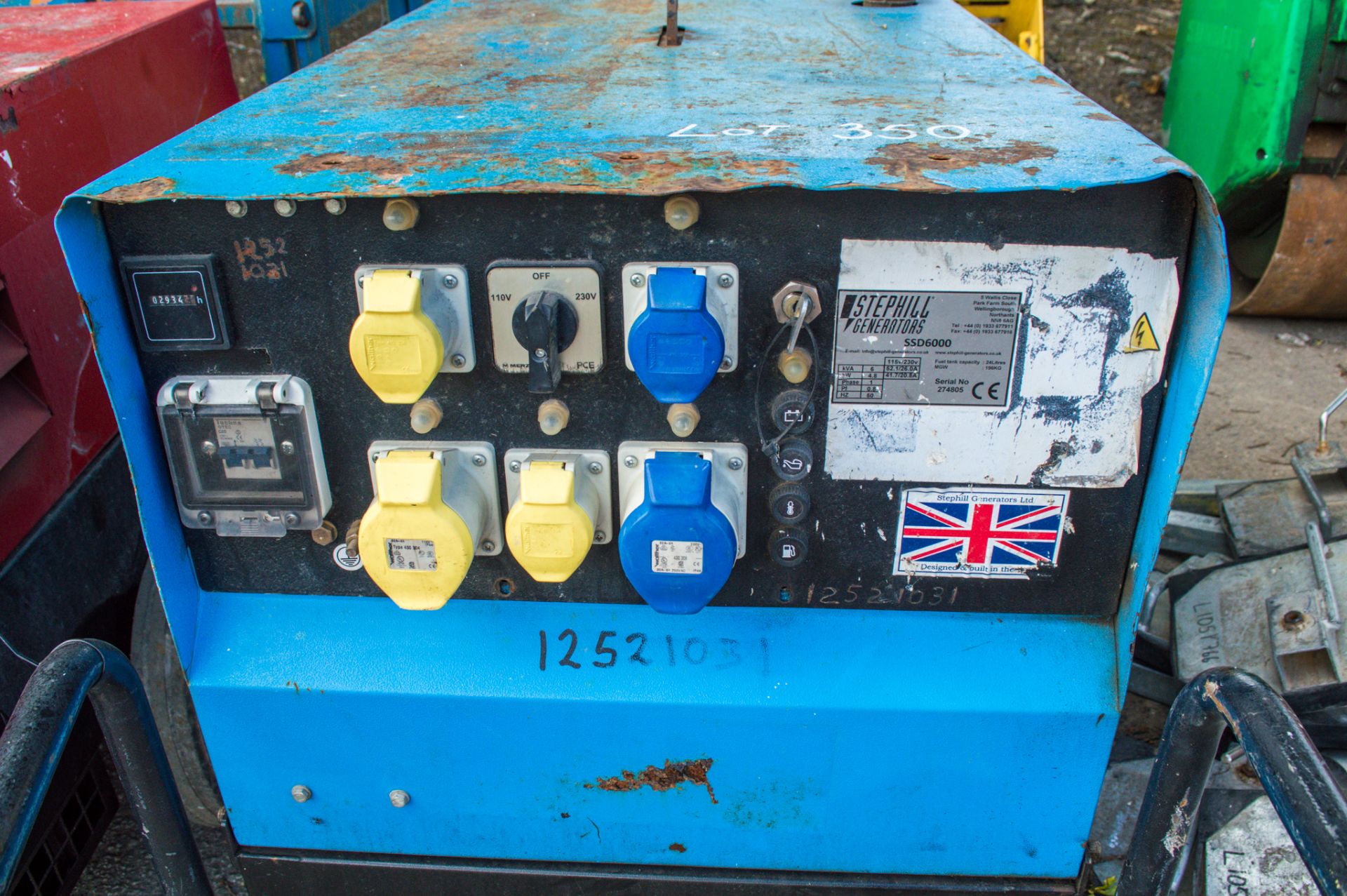 Stephill SSD6000 6 kva diesel driven generator Recorded hours: 2934 12521032 - Image 2 of 3