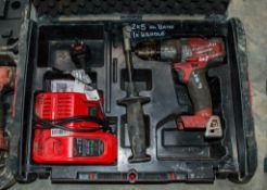 Milwaukee 18v cordless drill c/w charger and carry case ** No battery and chuck damaged ** 3BJ0926