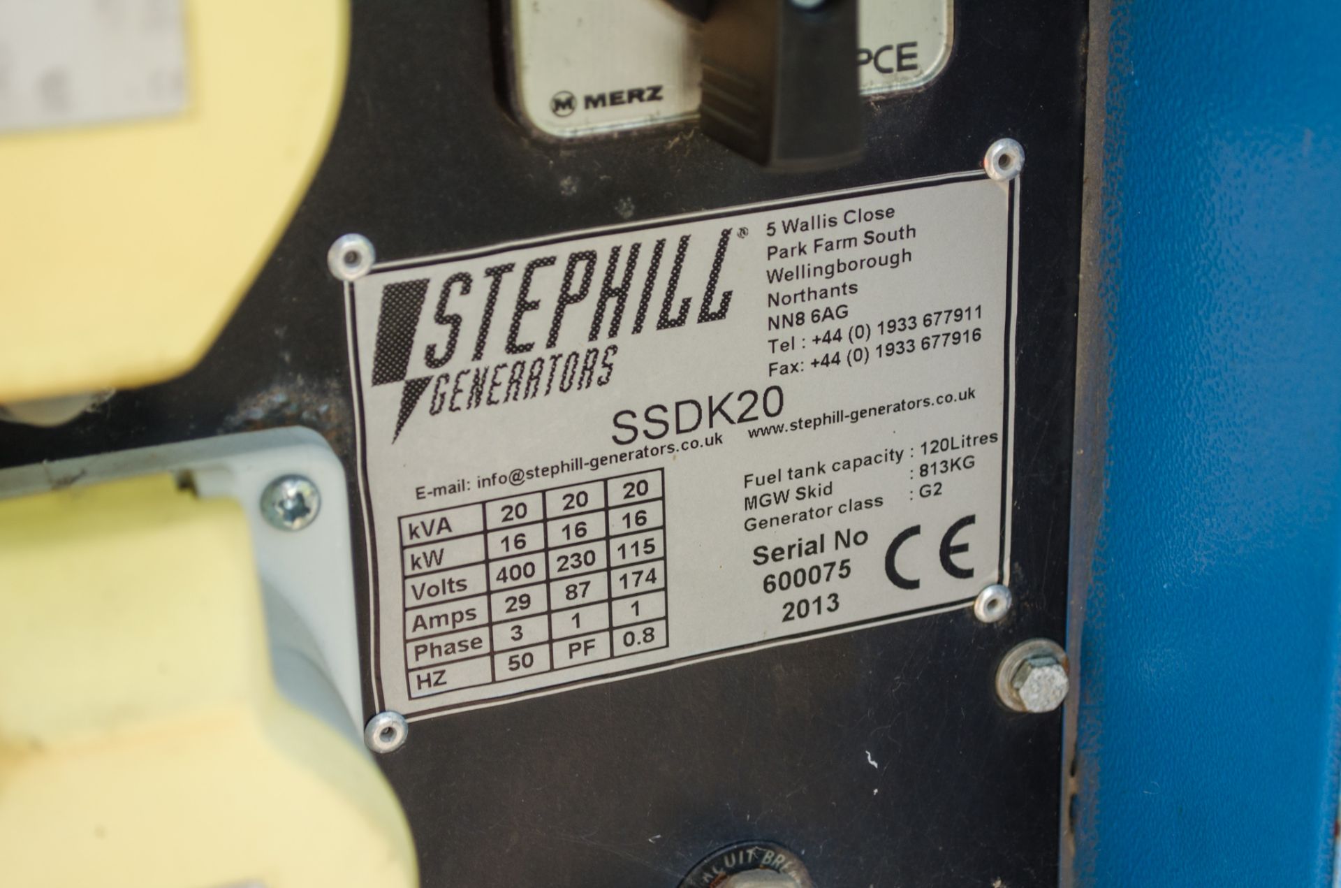 Stephill SSDK20 20 kva diesel driven fast tow generator Year: 2013 S/N: 600075 Recorded Hours: 12971 - Image 8 of 8